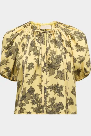 ULLA JOHNSON Marcelena Floral Puff-Sleeve Top