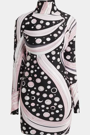 Emilio Pucci Turtleneck Long-Sleeve Printed Mini Dress