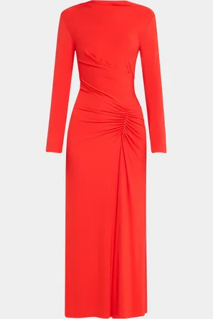 Simkhai Ferrera Ruched Long-Sleeve Midi Dress