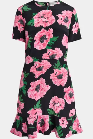 Stella McCartney Poppy-Print Short-Sleeve Ruffle Mini Dress