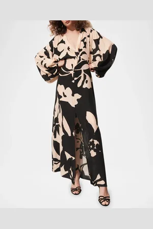 FIGUE Brenna Floral-Print Balloon-Sleeve Slit Maxi Dress