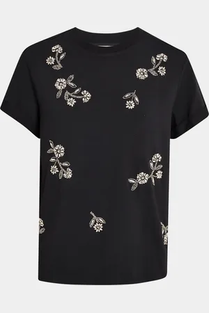 Cinq A Sept Bree Short-Sleeve Rhinestone Vine Tee