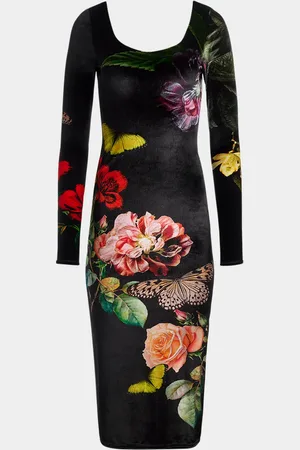 ALICE+OLIVIA Delora Scoop-Neck Velvet Midi Dress