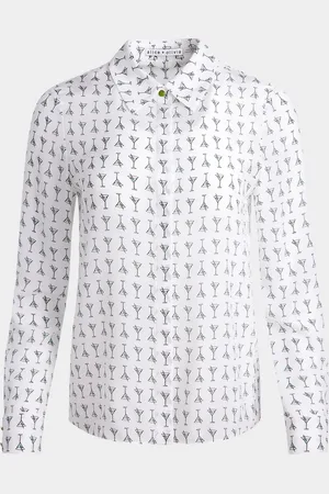ALICE+OLIVIA Martini Chic Willa Silk Placket Top