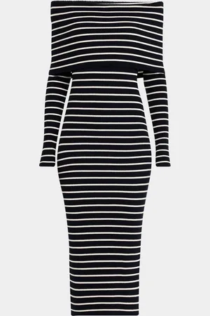 A.L.C. Evelyn Stripe Off-The-Shoulder Midi Dress