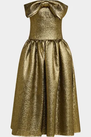 Self-Portrait Metallic Jacquard Bow Midi Dress