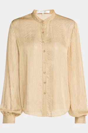 Frame Stripe Button-Front Blouse
