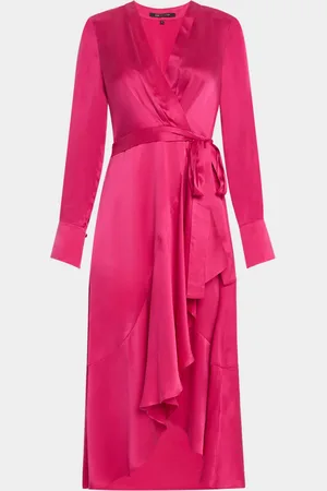 Kobi Halperin Victoria Faux-Wrap Silk Satin Midi Dress