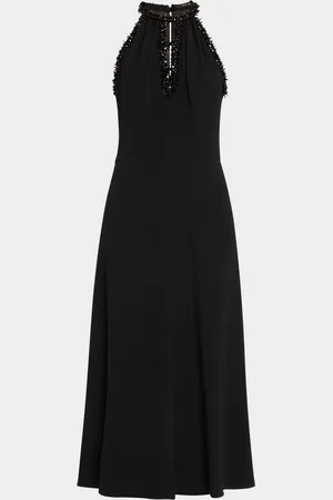 Kobi Halperin Aria Bead-Trim Halter Midi Dress