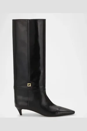 Fendi Fold Leather FF Harness Boots