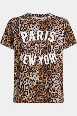 Cinq A Sept Crewneck Leopard Paris New York Tee