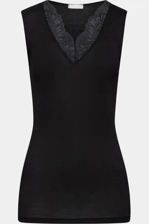 Hanro Maria Ribbed Lace-Trim Tank