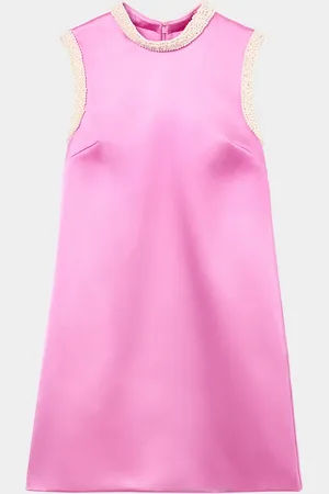 Self-Portrait Pearly Trim Satin Mini Dress