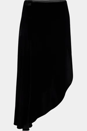 Alaïa Asymmetric Velvet Midi Skirt
