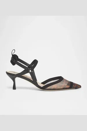 Fendi Colibri FF Mesh Slingback Kitten-Heel Pumps