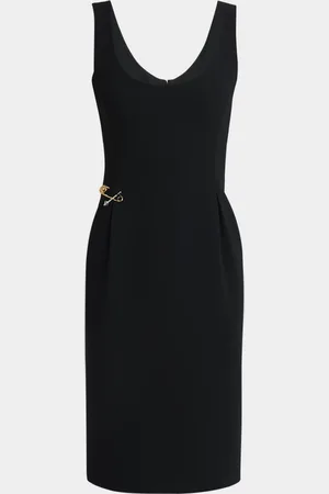 VERSACE Two-Tone Safety-Pin Sleeveless Techno Cady Dress