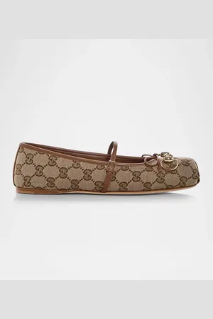 Gucci GG Canvas Horsebit Ballerina Flats