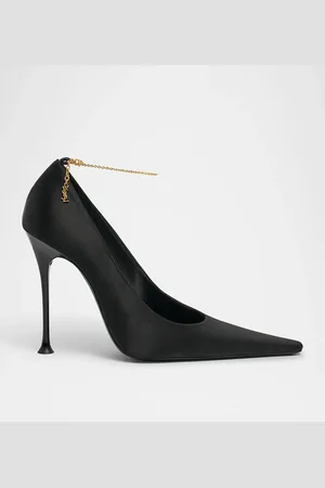 Saint Laurent Satin YSL Ankle-Chain Pumps