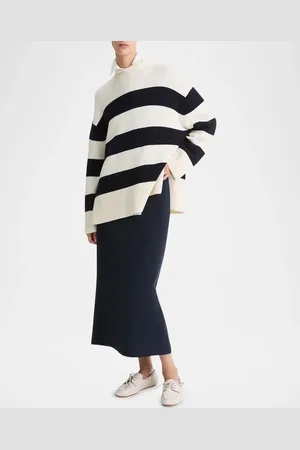 Vince Oversized Stripe Roll-Neck Sweater
