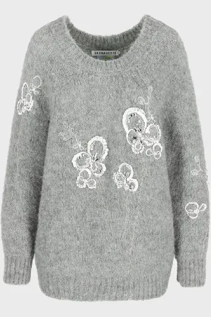 Bernadette Flower Embroidered Alpaca Wool Sweater