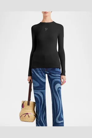 Emilio Pucci Fine Wool-Lycra Vanise Rib Long-Sleeve Top