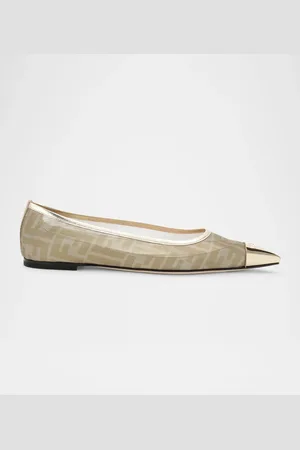 Fendi Colibri FF Mesh Cap-Toe Ballerina Flats