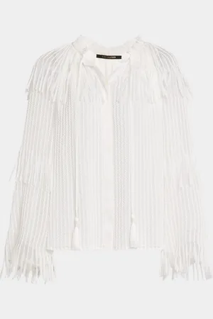 Kobi Halperin Poppi Tie-Neck Fringe Chiffon Blouse