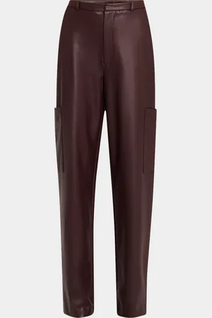 LAPOINTE Stretch Faux Leather Tapered-Leg Cargo Trousers