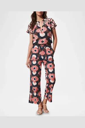 FIGUE Jolie Printed Straight-Leg Ankle Pull-On Pants
