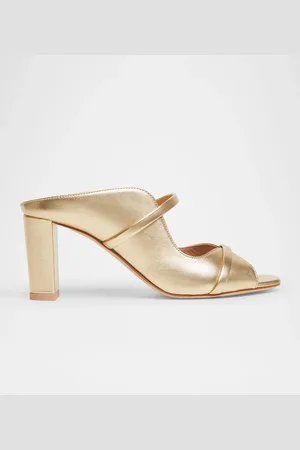 MALONE SOULIERS Norah Metallic Leather Two-Band Block Heel Sandals