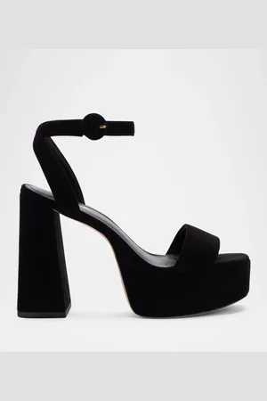 Larroude Dolly Suede Ankle-Strap Platform Sandals