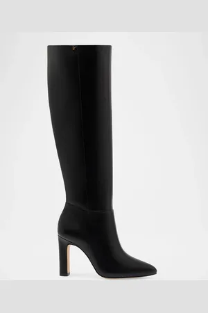 Larroude Cindy Leather Block-Heel Knee Boots