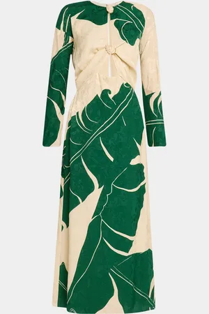 JOHANNA ORTIZ Into The Wild Knot Long-Sleeve Jacquard Ankle Dress