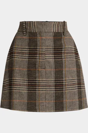 Argent Plaid-Print Tailored Mini Skirt