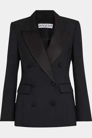 Argent Double-Breasted Seasonless Wool Tuxedo Blazer