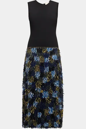 ULLA JOHNSON Simone Sleeveless Fringe Midi Dress