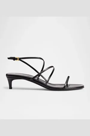 Khaite Strappy Leather Kitten-Heel Sandals