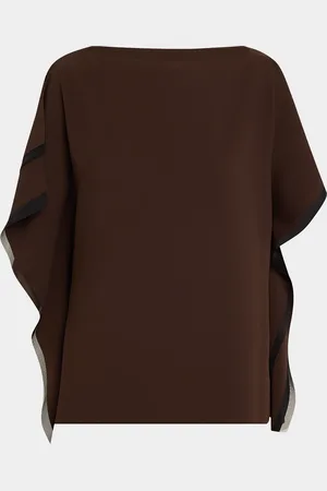 Jason Wu Asymmetrical Crepe Boatneck Top With Organza Trim