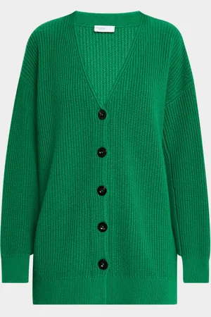 ROSETTA GETTY Wool-Cashmere Sheer Rib Long-Sleeve Top