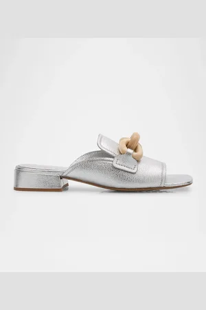 Pedro Garcia Enna Metallic Leather Chain Loafer Mules