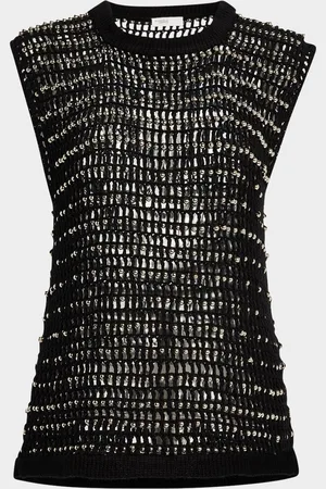 ROSETTA GETTY Beaded Crochet Knit Sweater Vest