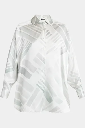 Kiton Abstract-Print Silk Oversized Blouse