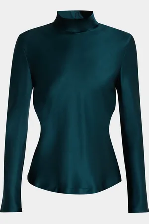 Giorgio Armani Silk Turtleneck Long-Sleeve Blouse