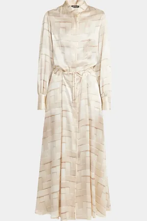 Kiton Woven-Print Silk Midi Shirtdress