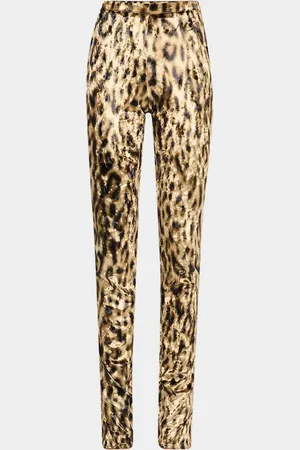 LAPOINTE Print Velvet Split-Hem Leggings