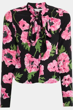Stella McCartney Poppy Bow-Neck Button-Down Blouse