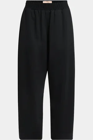 Plan C High-Rise Wide-Leg Ankle Pull-On Trousers