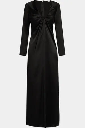 ROSETTA GETTY Twisted Long-Sleeve Silk Gown