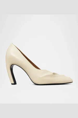 Tory Burch Sculpted Peep-Toe Leather Pumps