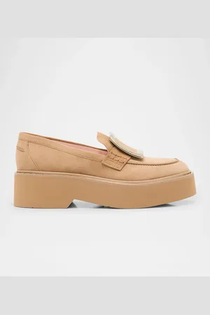 Roger Vivier Viv Rangers Suede Metal-Buckle Loafers